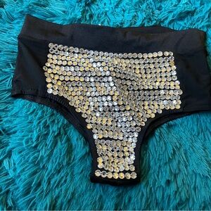 Rhinestoned High Waisted Booty Shorts iheartraves black